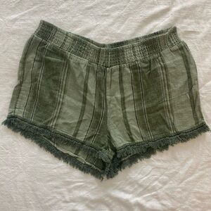 VANILLA STAR green stripped linen like short